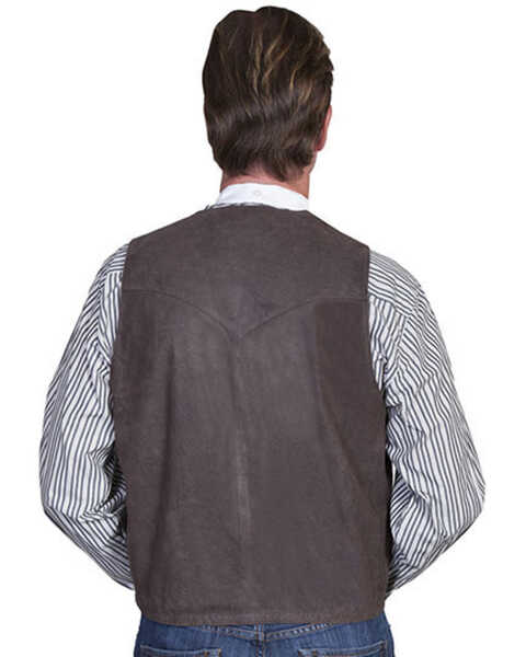 Image #2 - Scully Men's Lambskin Leather Western Vest - Big & Tall, Brown, hi-res