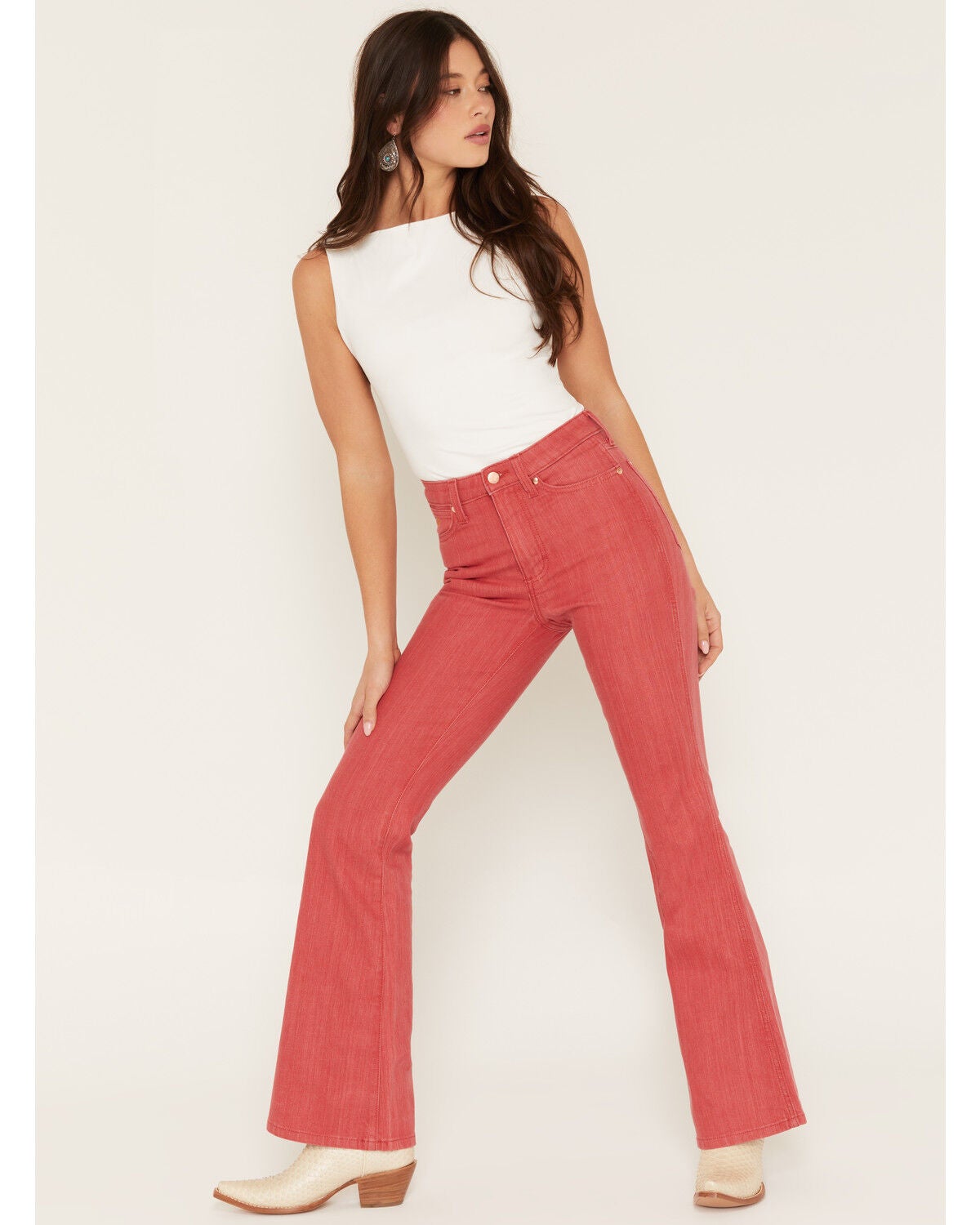 Image #1 - Wrangler X Lainey Wilson Women's High Rise Slim Flare Stretch Denim Jeans, Multi, hi-res
