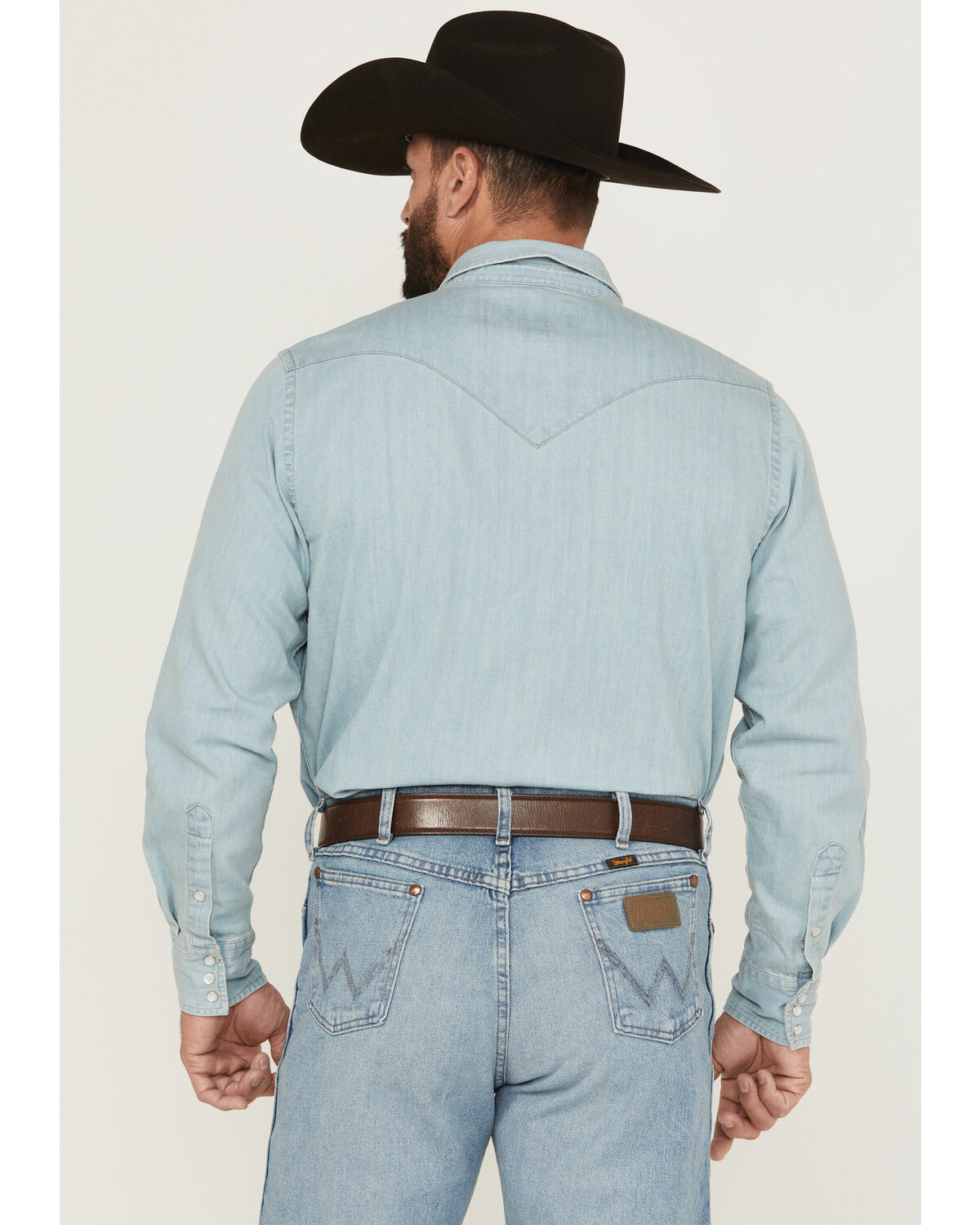 Image #4 - Cody James Men's Frosty Light Wash Long Sleeve Snap Denim Western Shirt - Big, Light Wash, hi-res