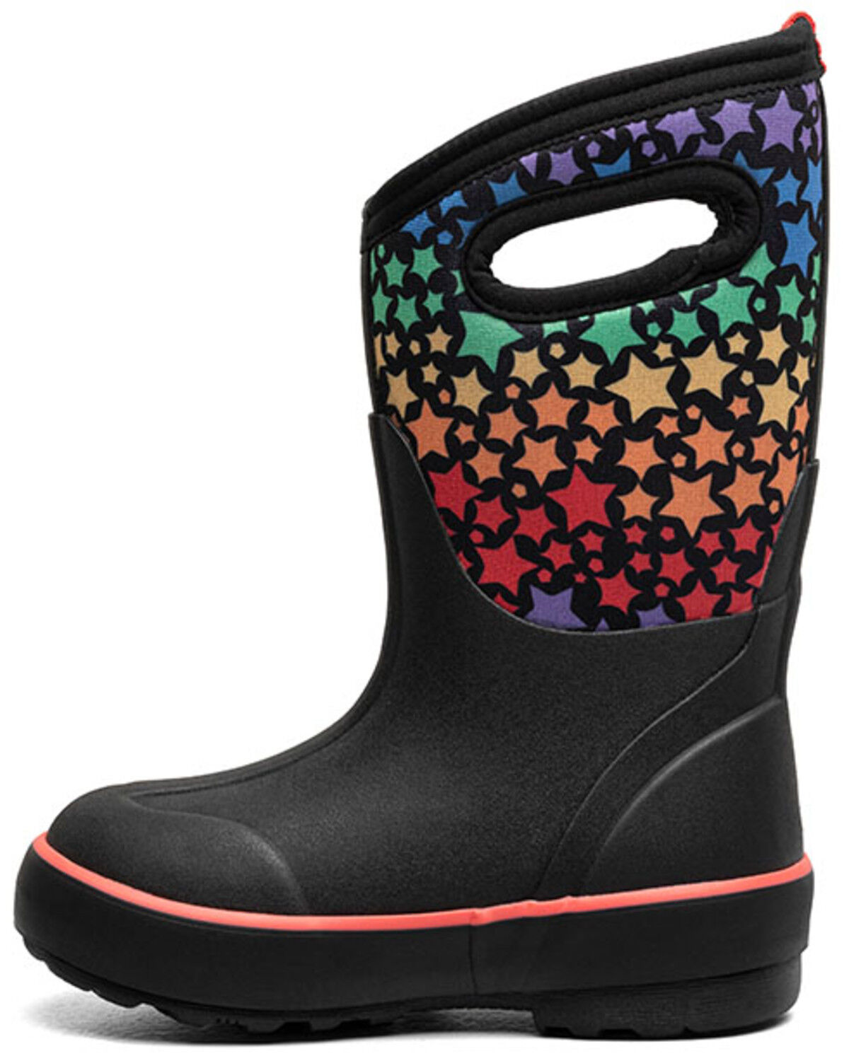 Image #3 - Bogs Girls' Classic II Rainbow Stars Waterproof Boots - Round Toe, Black, hi-res
