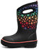 Image #3 - Bogs Girls' Classic II Rainbow Stars Waterproof Boots - Round Toe, Black, hi-res