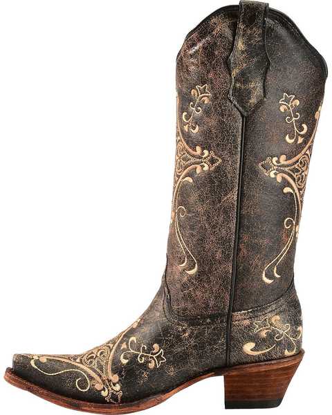 Image #3 - Circle G Women's Crackle Embroidered Western Boots - Snip Toe, , hi-res