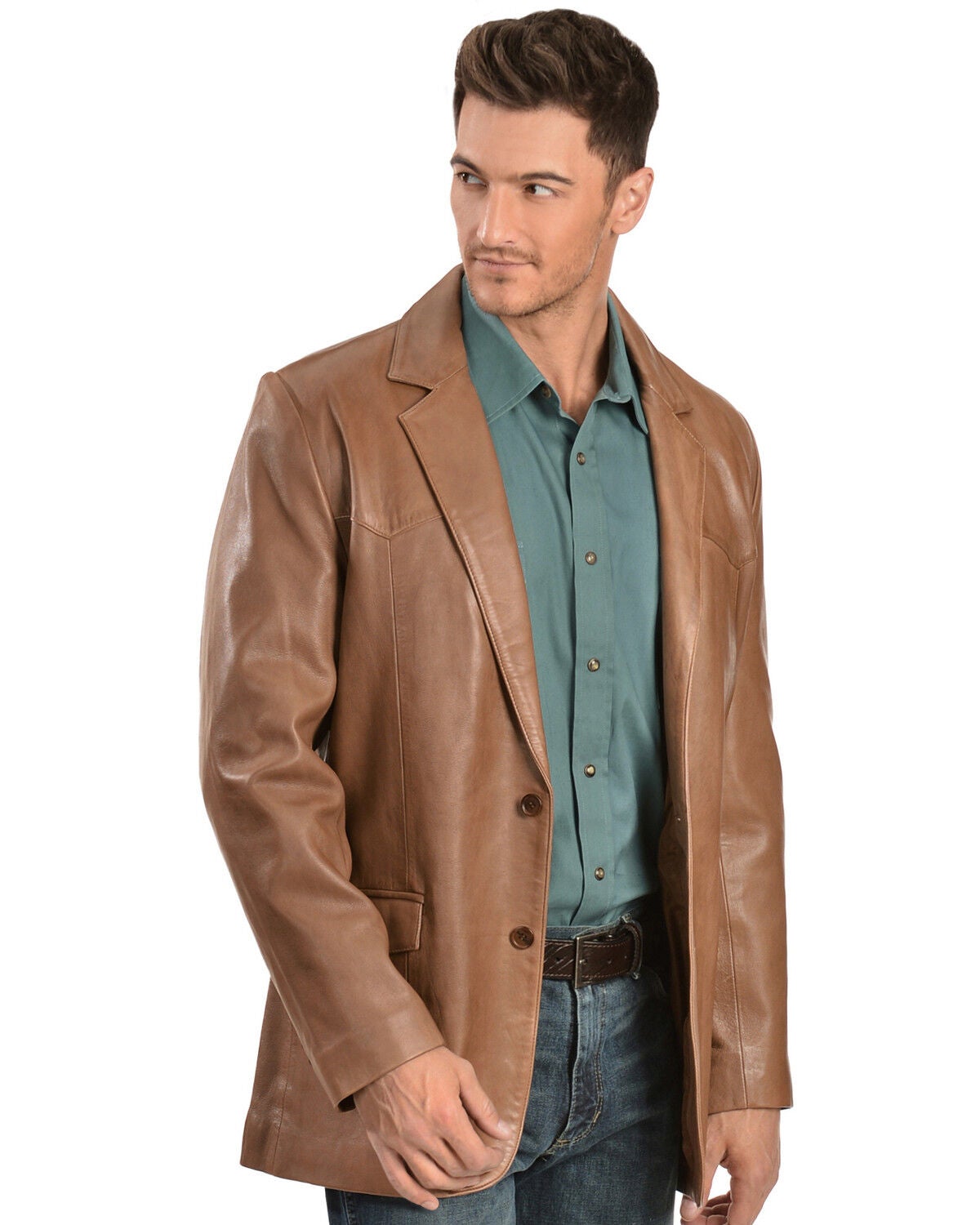 Scully Lamb Leather Blazer - Big, Medium Brown, hi-res