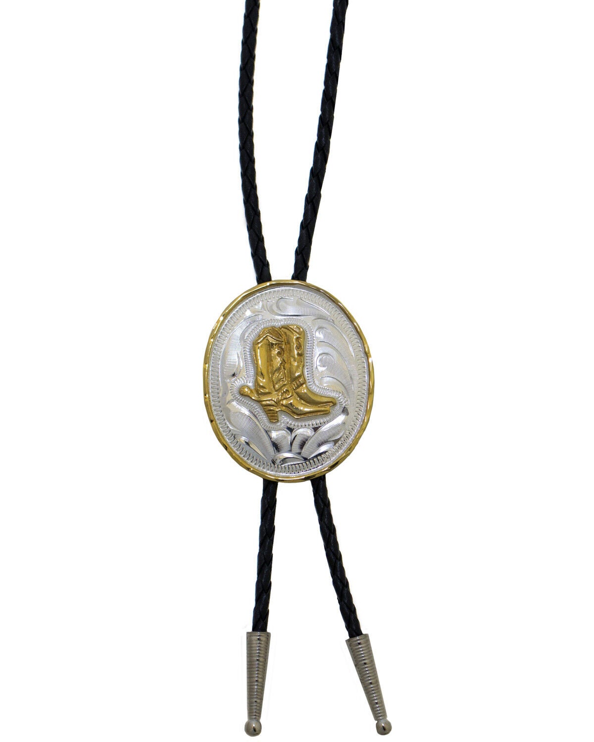Western Express Men's German Silver Boots Bolo Tie, Silver, hi-res