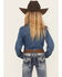Image #4 - Wrangler Girls' Ruffle Button Long Sleeve Pearl Snap Western Shirt, Dark Wash, hi-res