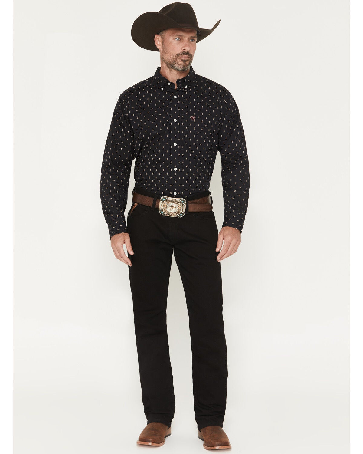 Image #1 - Ariat Men's M4 Hansen Relaxed Bootcut Stretch Denim Jeans, Black, hi-res