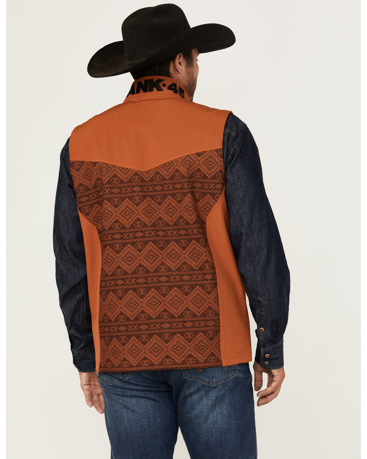 Image #4 - RANK 45® Men's Southwestern Print Color Block Softshell Vest, Brown, hi-res