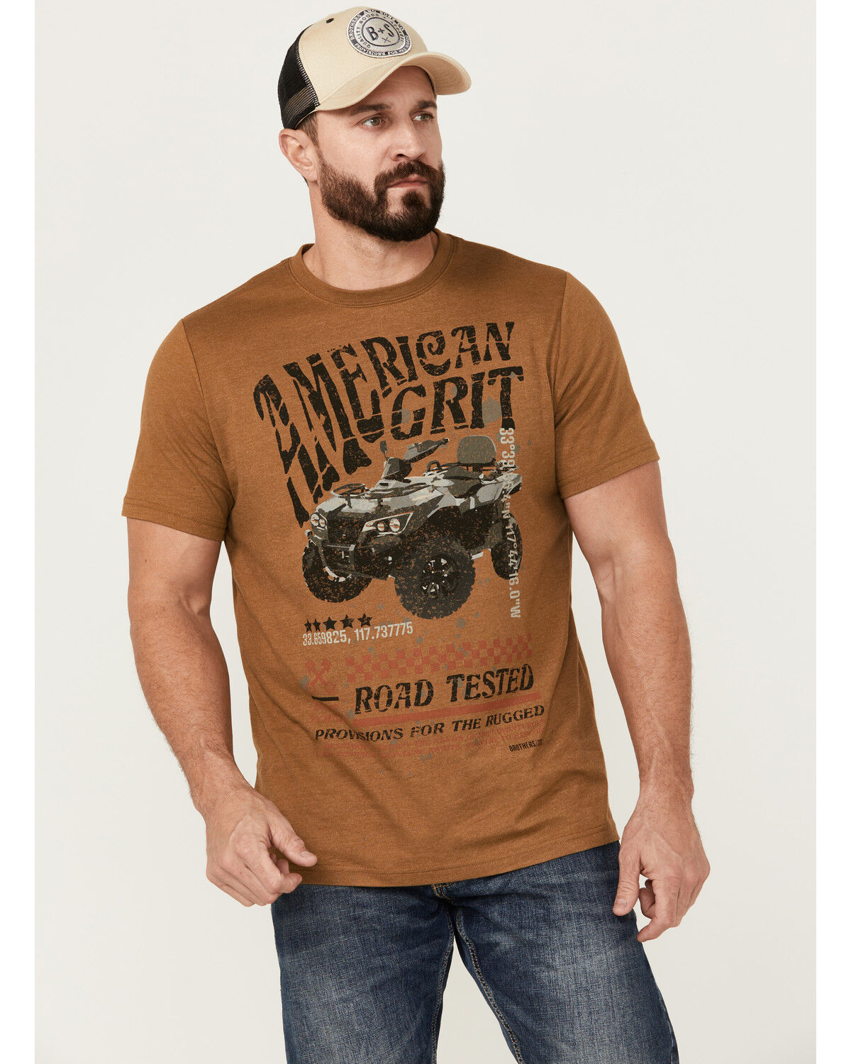 Image #1 - Brothers and Sons Men's American Grit Short Sleeve Graphic T-Shirt, Caramel, hi-res