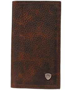 Ariat Logo Concho Brown Leather Rodeo Wallet, Brown, hi-res