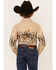 Image #4 - Panhandle Boys' Cowboy Border Print Long Sleeve Pearl Snap Western Shirt, Tan, hi-res