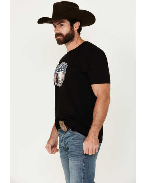 Image #3 - Cowboy Hardware Men's American Flag Buckle Short Sleeve T-Shirt, Black, hi-res