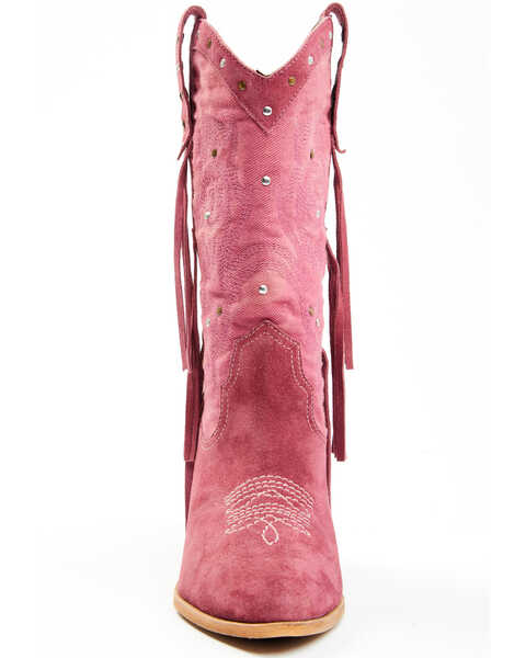Image #4 - Idyllwind Women's Sashay Fringe Studded Leather Western Boots - Pointed Toe, Pink, hi-res