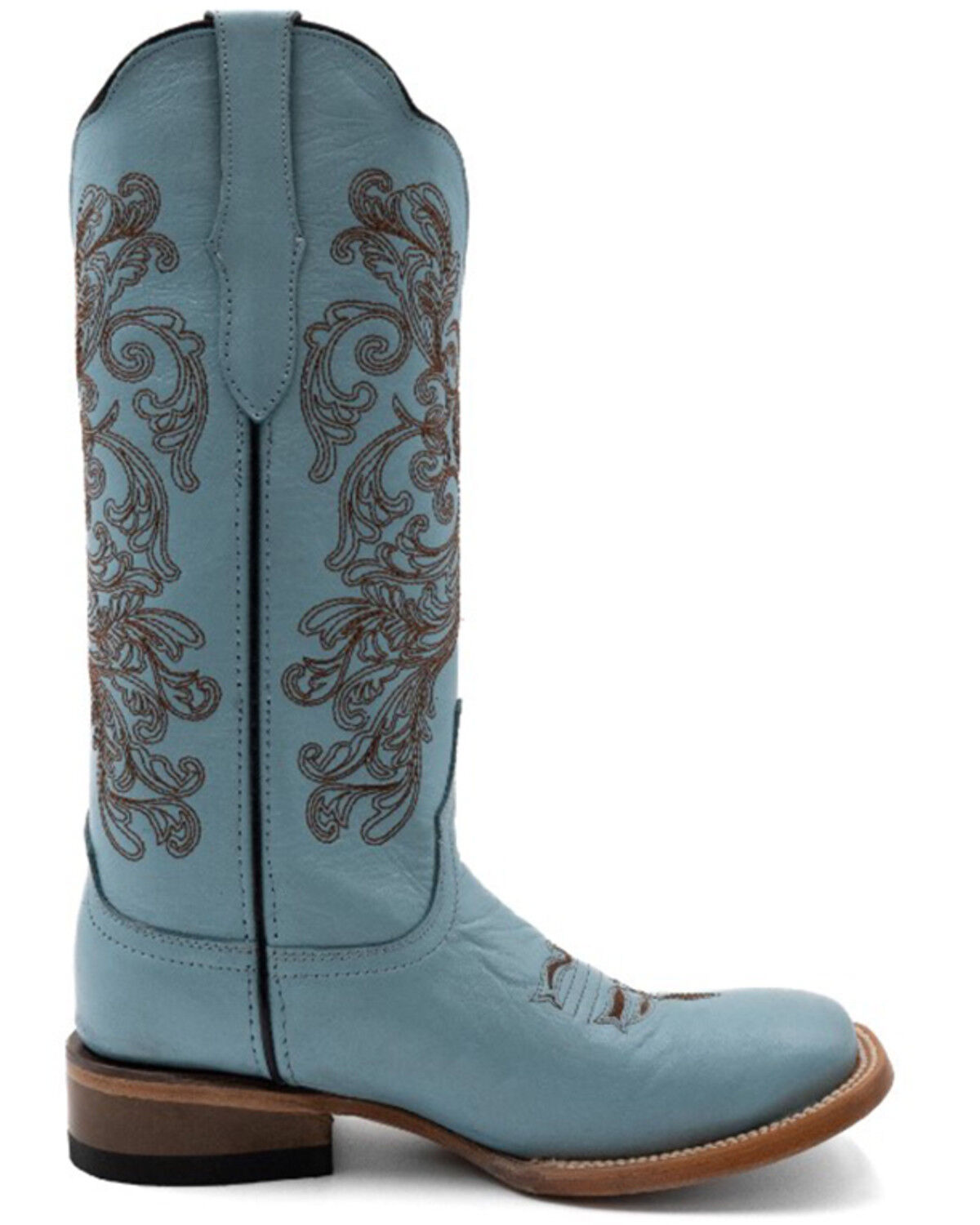 Image #2 - Ferrini Women's Ella Cross Western Boots - Broad Square Toe, Aqua, hi-res