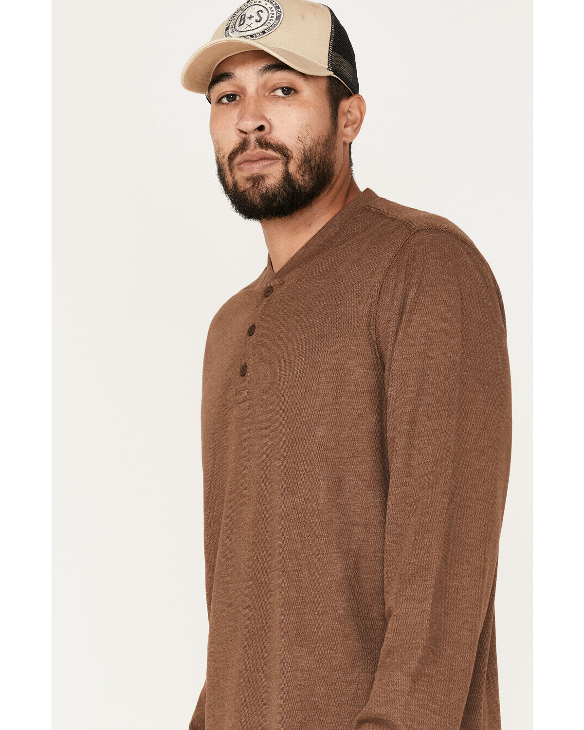 Image #2 - Brothers and Sons Men's Henley Thermal T-Shirt, Brown, hi-res