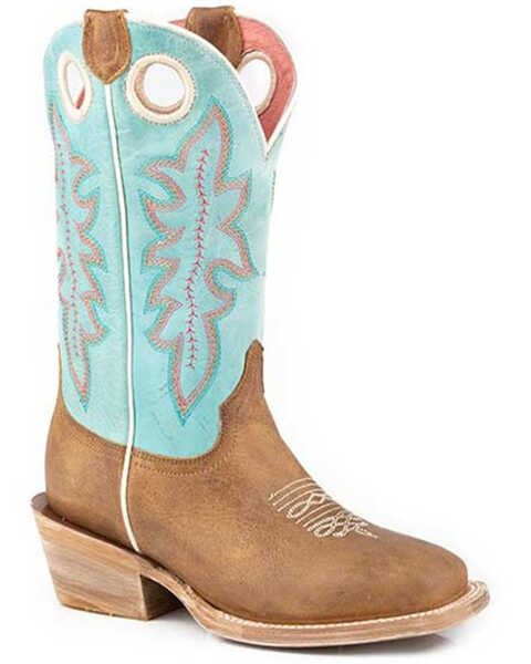 Roper Little Girls' Ride Em' Cowgirl Western Boots - Square Toe, Tan, hi-res