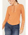 Image #3 - Miss Me Women's Eyelet Lace Ribbed Top, Rust Copper, hi-res