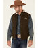 Image #1 - Powder River Outfitters Men's Concealed Carry Olive Brushed Canvas Storm Flap Vest, Olive, hi-res
