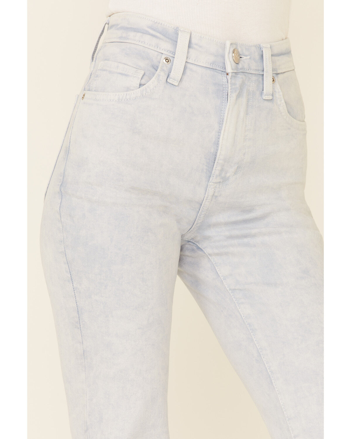 Image #2 - Lee Women's Acid Wash High Rise Flare Jeans, White, hi-res