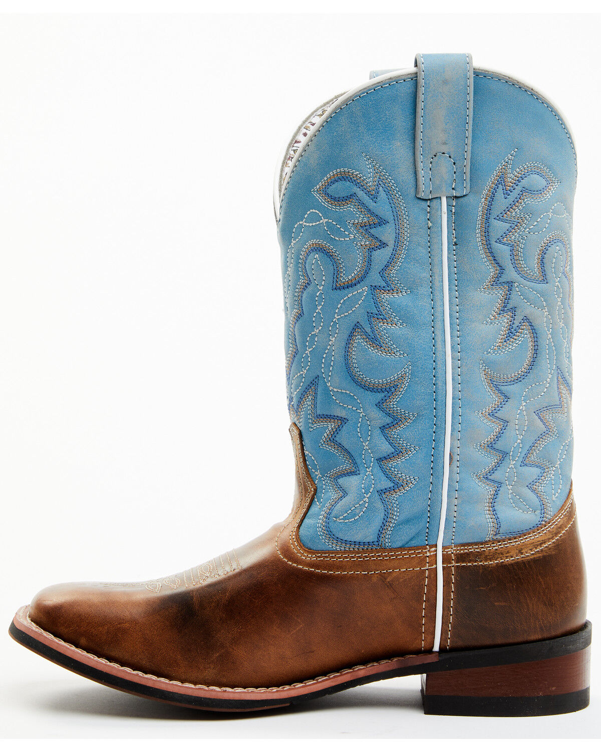 Image #3 - Laredo Women's Darla Embroidered Burnished Leather Western Performance Boots - Broad Square Toe, Light Blue, hi-res
