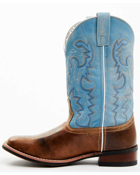 Image #3 - Laredo Women's Darla Embroidered Burnished Leather Western Performance Boots - Broad Square Toe, Light Blue, hi-res