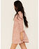 Image #2 - Angie Women's Floral Print Knot Front Mini Dress, Rust Copper, hi-res