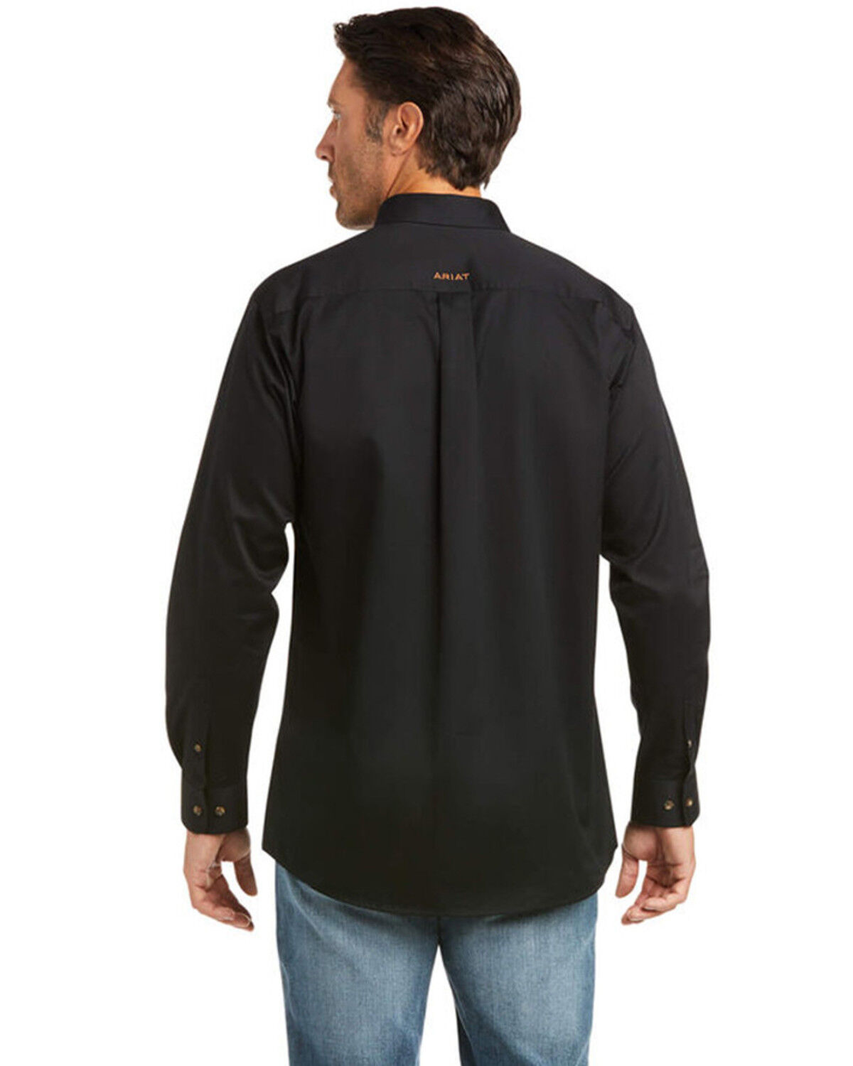 Image #3 - Ariat Men's Solid Twill Fitted Long Sleeve Button-Down Western Shirt, Black, hi-res