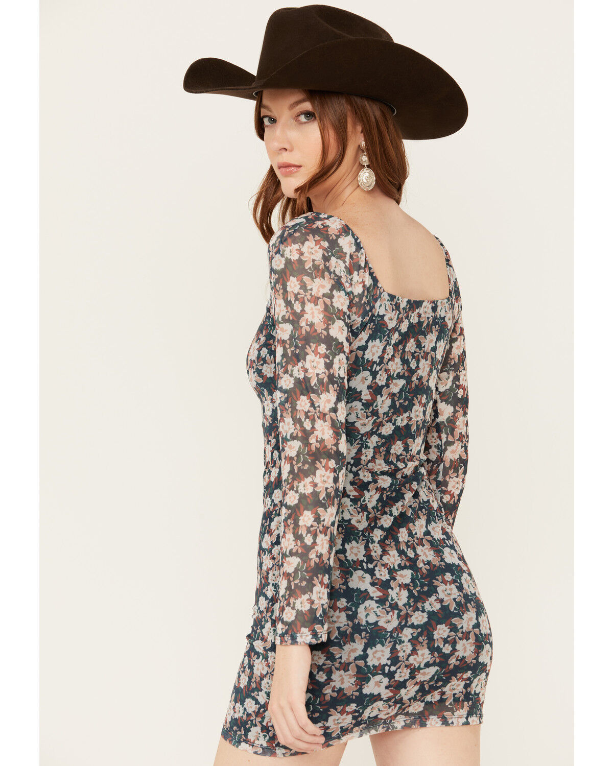Image #4 - Sadie & Sage Women's Dreamchaser Floral Print Mini Dress, Navy, hi-res