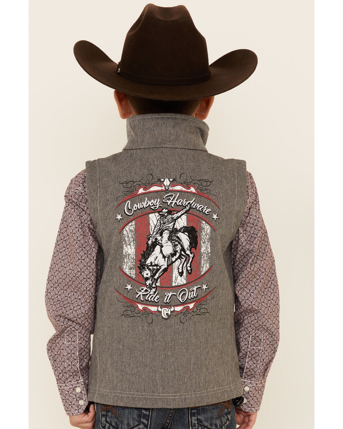 Image #4 - Cowboy Hardware Boys' Ride It Out Zip-Front Softshell Vest , , hi-res