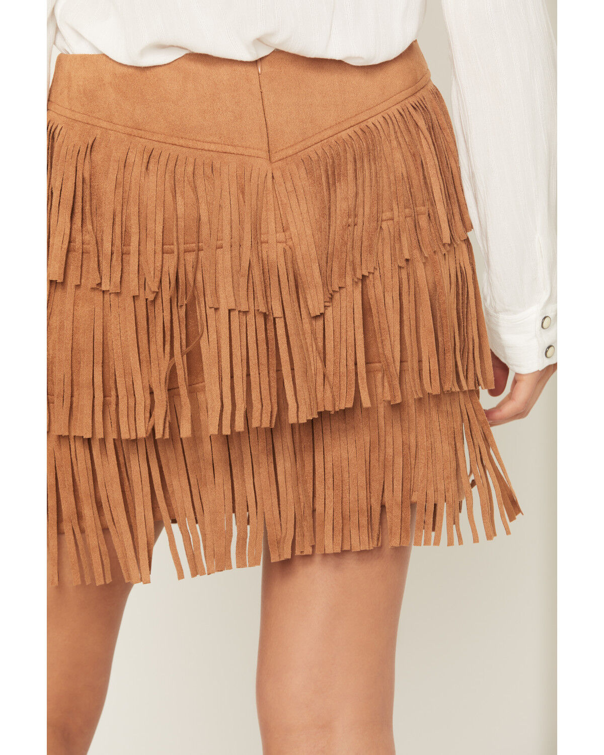 Image #4 - Fornia Women's Faux Suede Mini Skirt, Camel, hi-res
