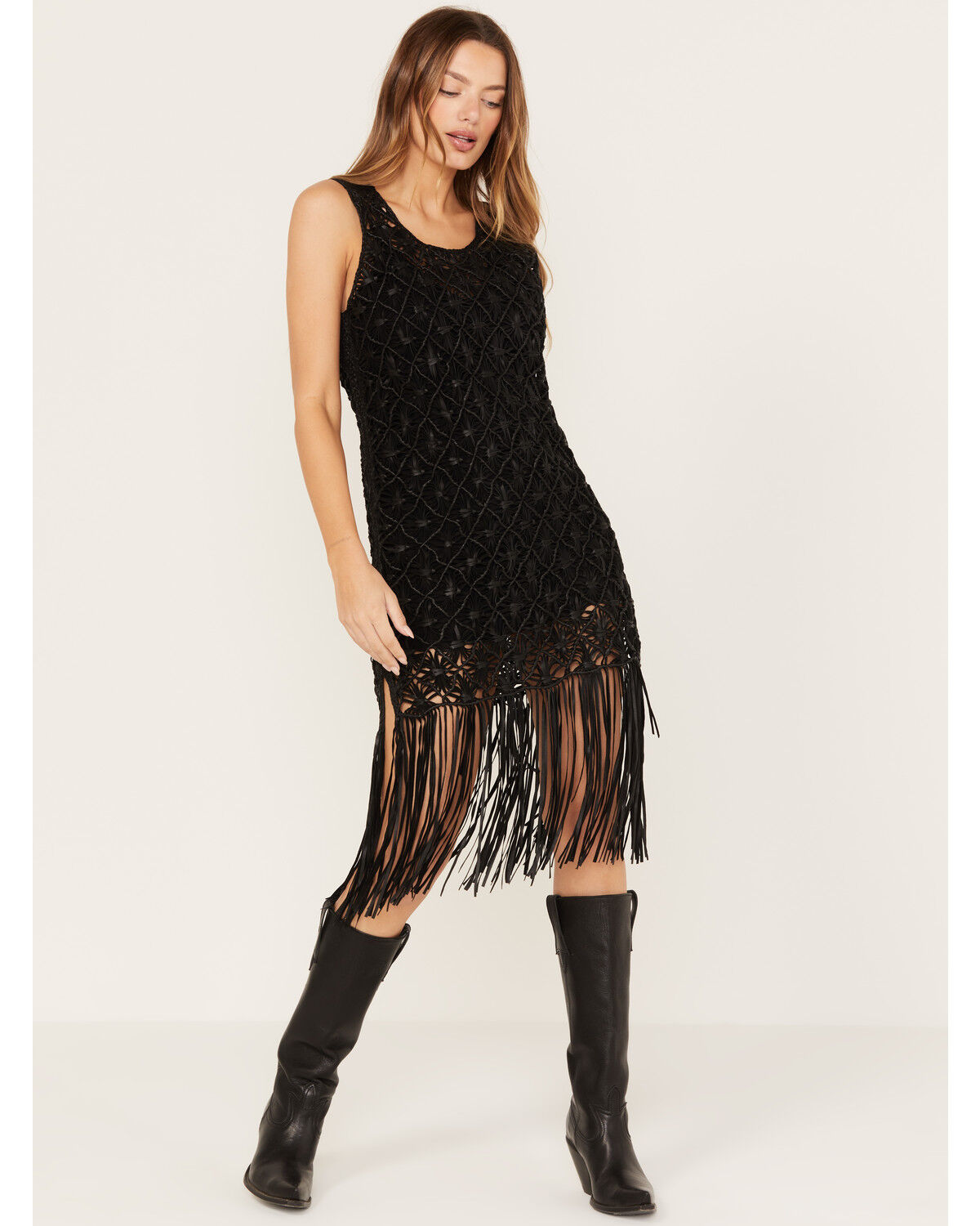 Image #2 - Wonderwest Women's Fringe Hem Mini Dress, Black, hi-res