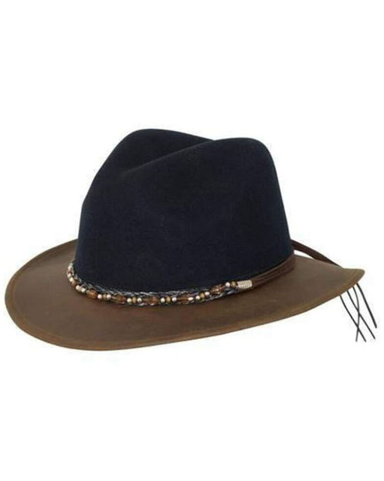Outback Trading Co. Navy Canberra Wool Felt Western Hat , Navy, hi-res