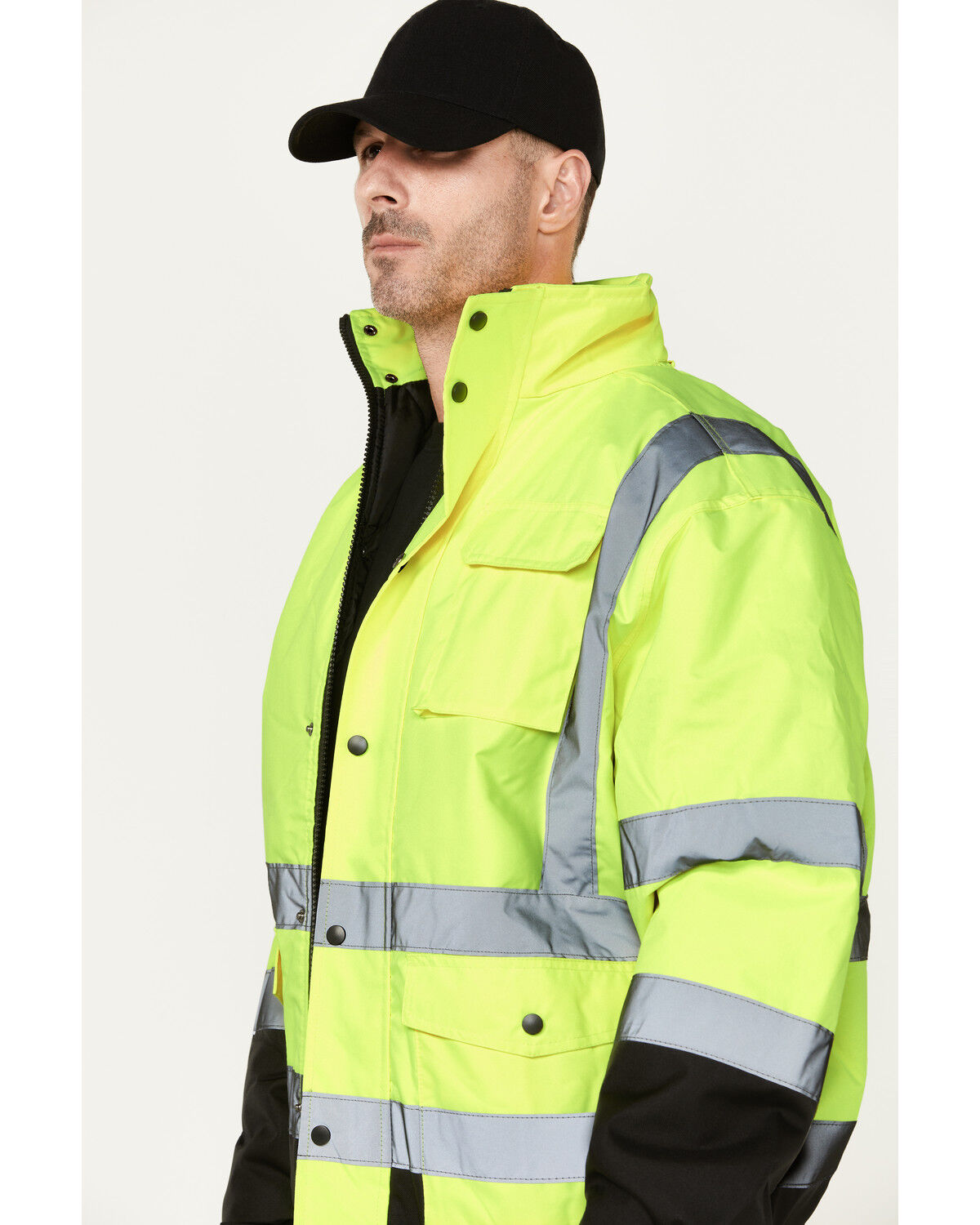 Image #2 - Hawx Men's High-Visibility Bomber Work Jacket, Yellow, hi-res