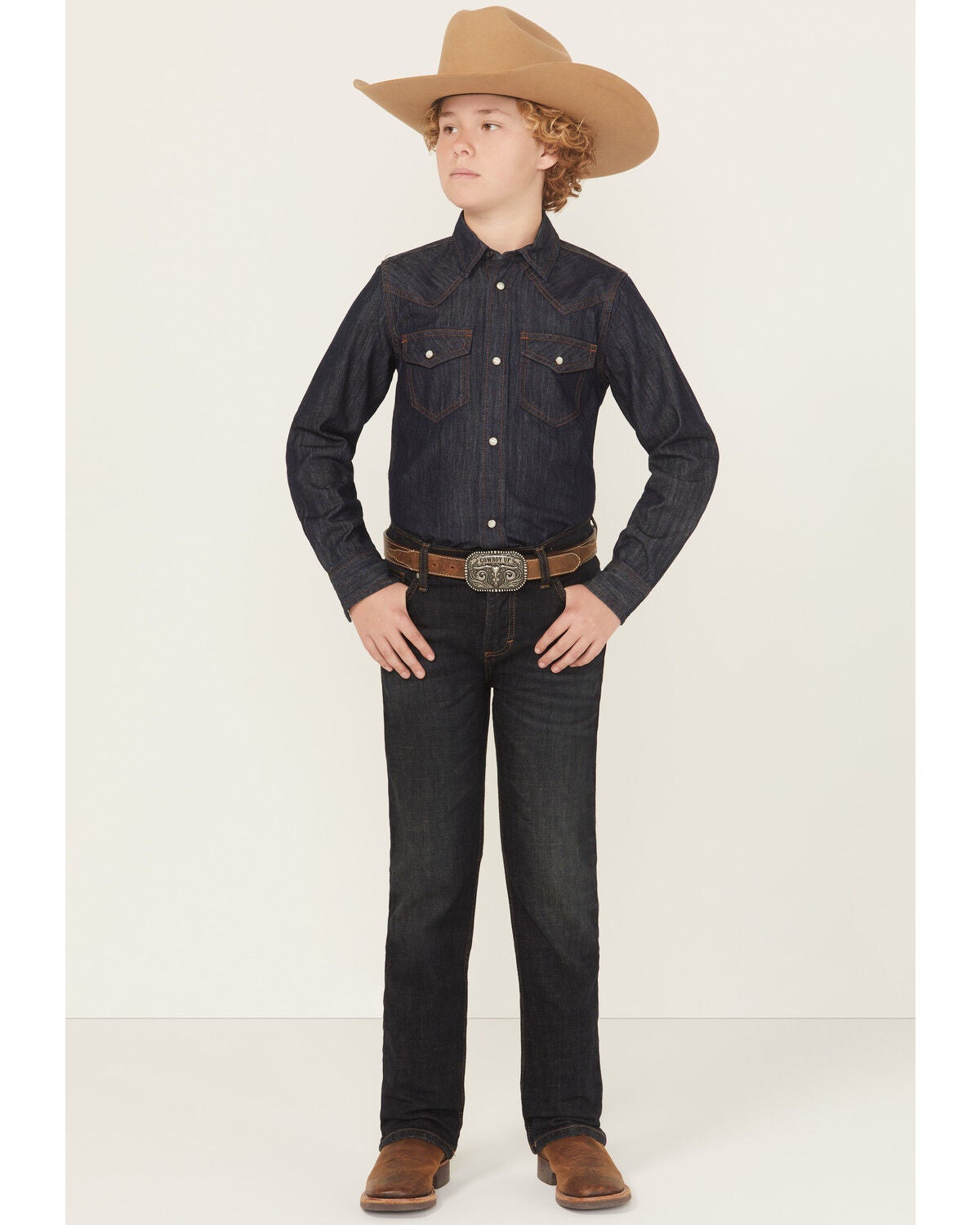 Wrangler Boys' Dark Wash Bootcut Denim Jeans, Dark Wash, hi-res