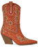Image #2 - Azalea Wang Women's Scott Western Booties - Round Toe, Orange, hi-res