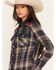 Image #2 - Rodeo Quincy X Boot Barn Women's Rose Western Plaid Print Long Sleeve Snap Flannel Shirt, Blue, hi-res