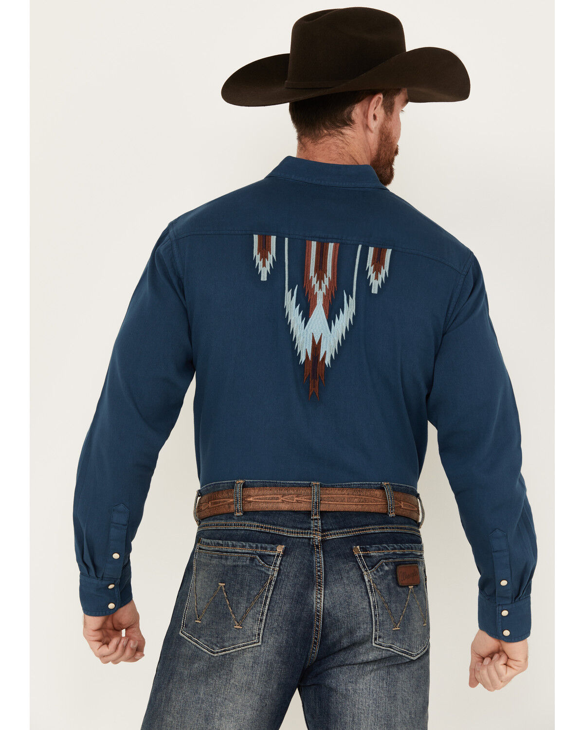 Image #4 - Ariat Men's Chimayo Long Sleeve Snap Western Shirt, Blue, hi-res