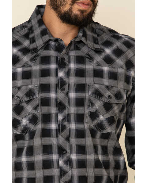 Image #4 - Rock & Roll Denim Men's Black Med Plaid Long Sleeve Western Shirt , Black, hi-res