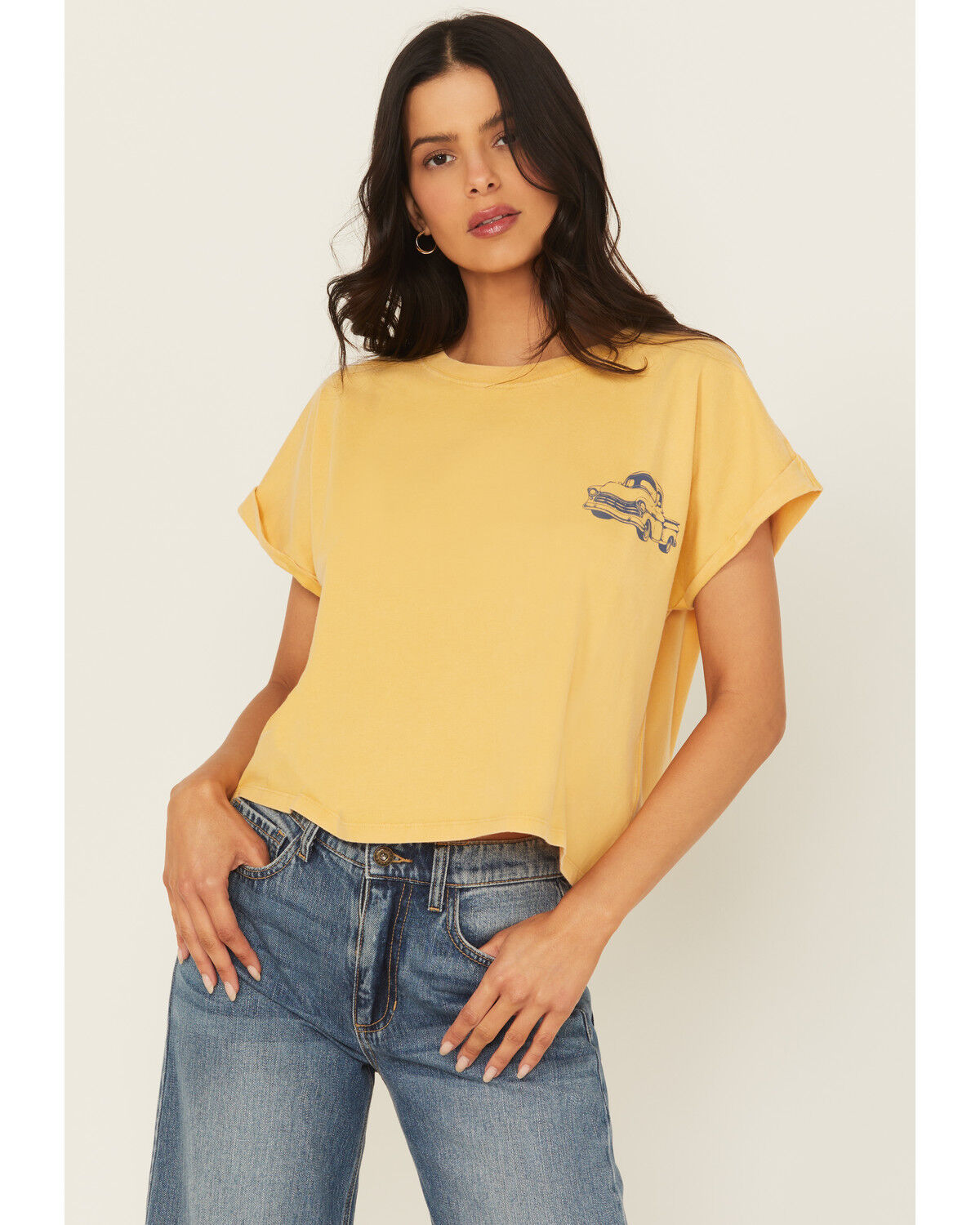 Image #2 - Cleo + Wolf Women's Elton Short Sleeve Graphic Tee, Yellow, hi-res
