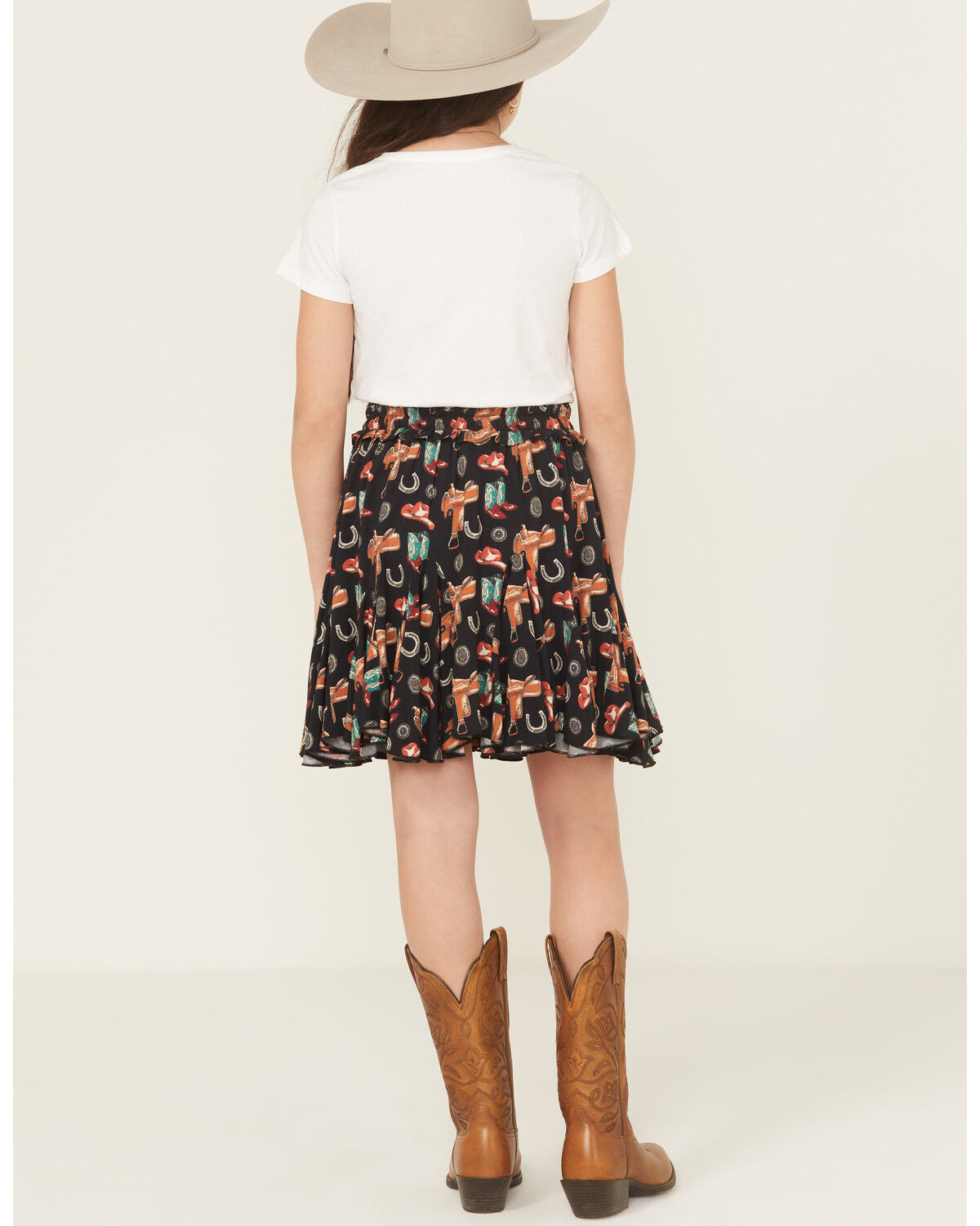 Image #3 - Panhandle Girls' Western Printed Skirt, Black, hi-res