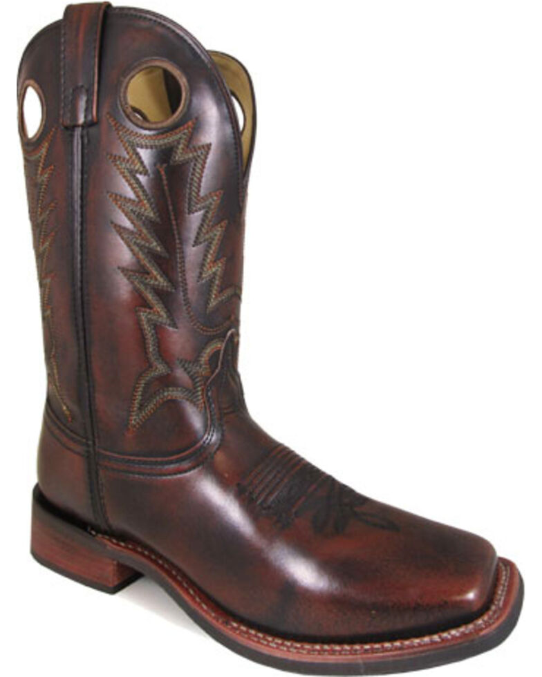 Smoky Mountain Men's Landry Brush Off Leather Cowboy Boots - Square Toe, Chocolate, hi-res