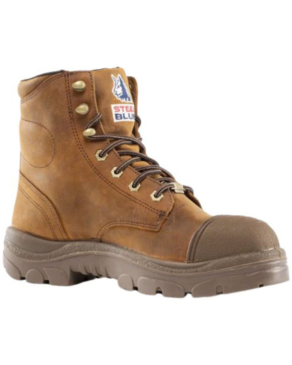 Steel Blue Men's 6" Argyle Scuff Lace-Up Work Boots - Steel Toe, Brown, hi-res