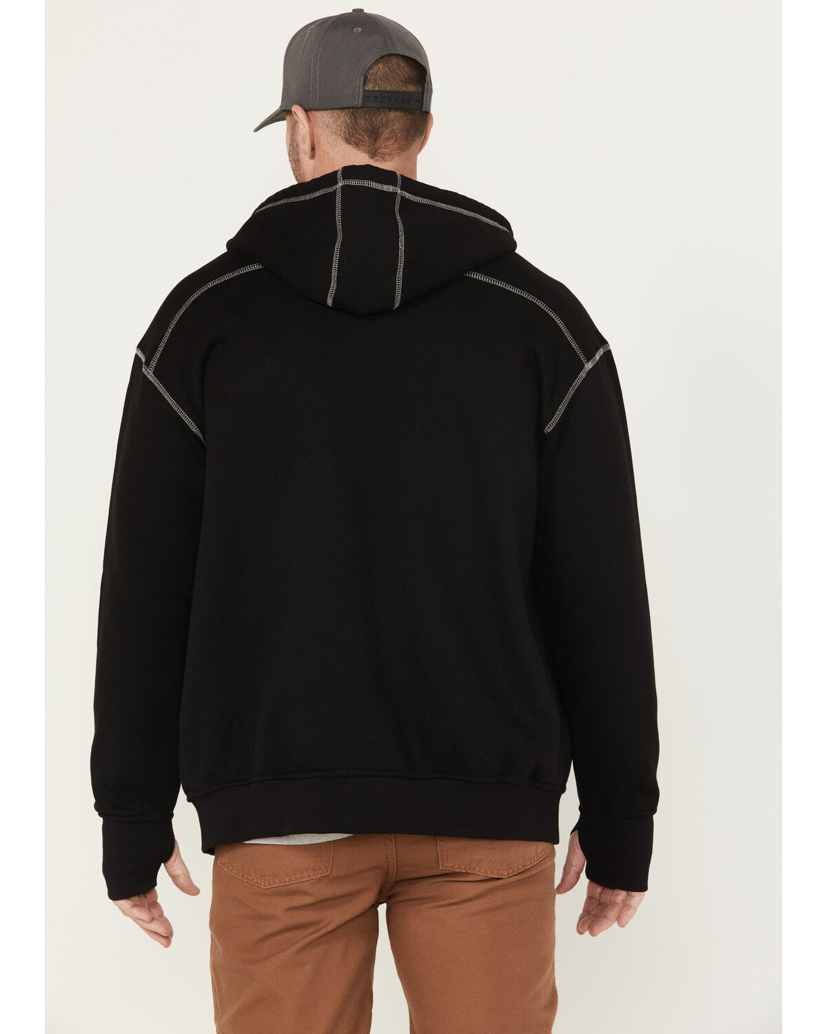 Image #4 - Forge Workwear Men's FR Zip Hooded Sweatshirt, Black, hi-res