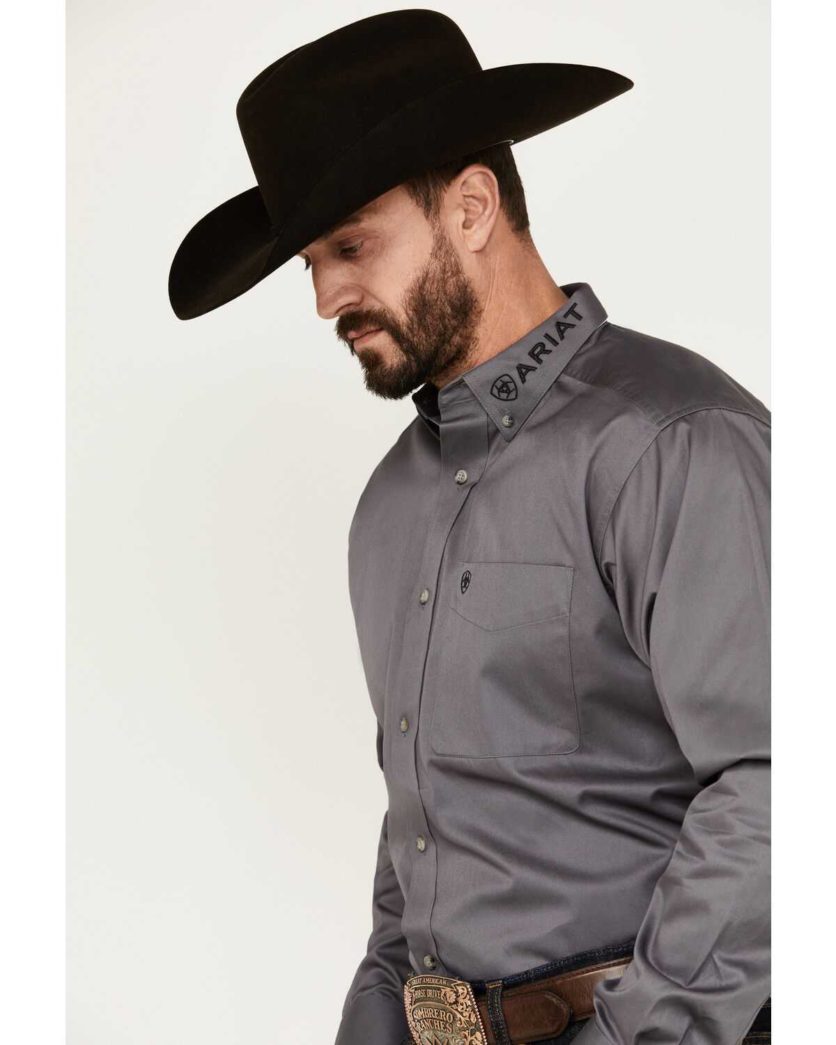Image #2 - Ariat Men's Team Logo Twill Long Sleeve Button-Down Western Shirt - Tall, Dark Grey, hi-res