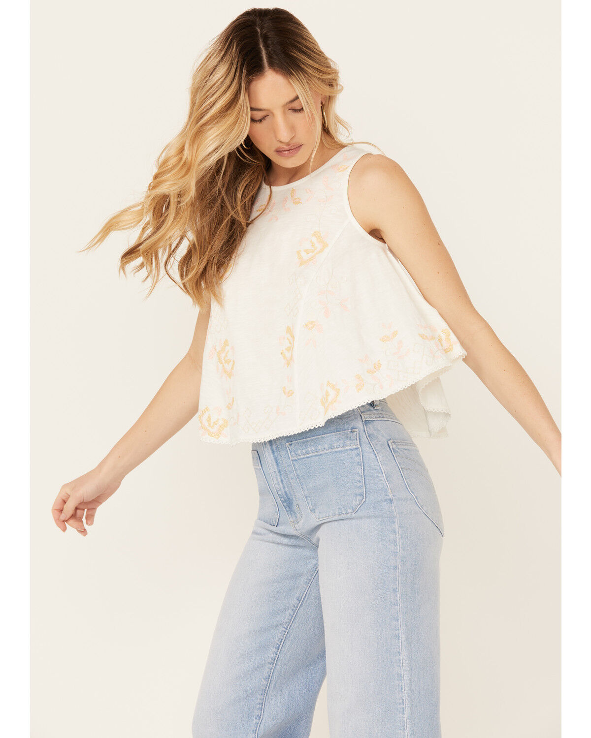 Image #2 - Free People Women's Fun and Flirty Embroidered Top, Ivory, hi-res