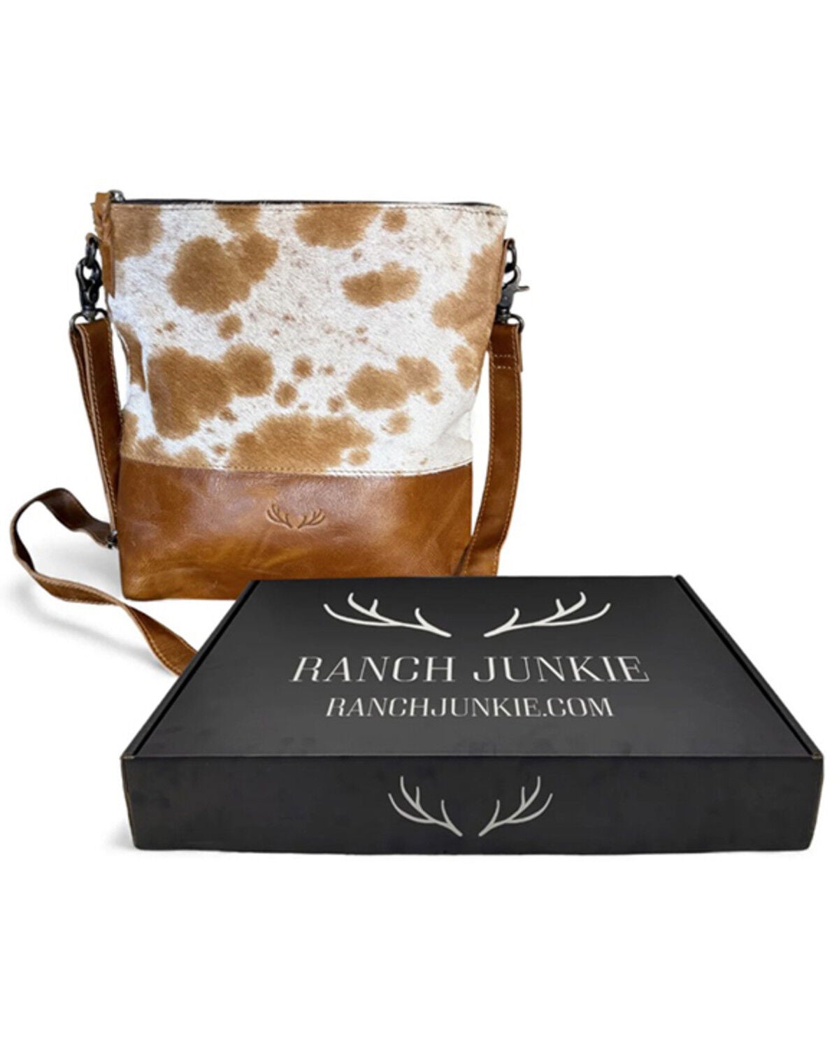 Image #2 - Ranch Junkie Women's Highlands Genuine Cowhide Large Crossbody Bag, Brown, hi-res