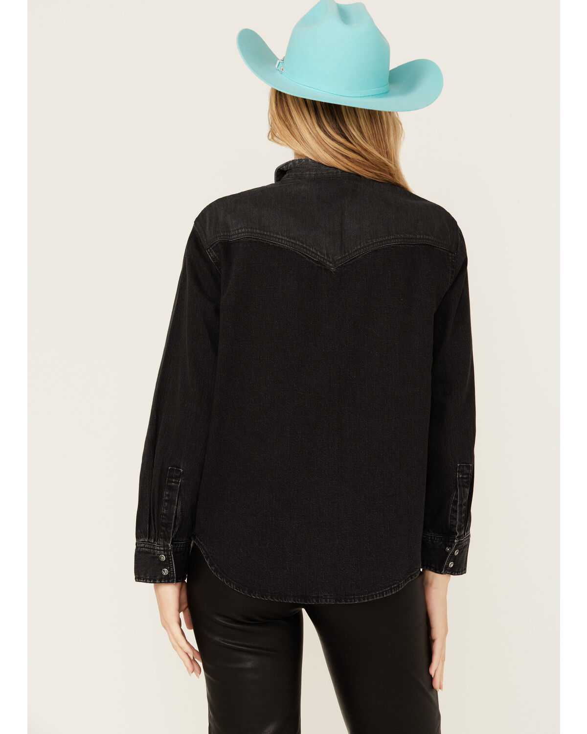 Image #4 - Levi's Women's Teodora Western Denim Studded Shirt, Black, hi-res