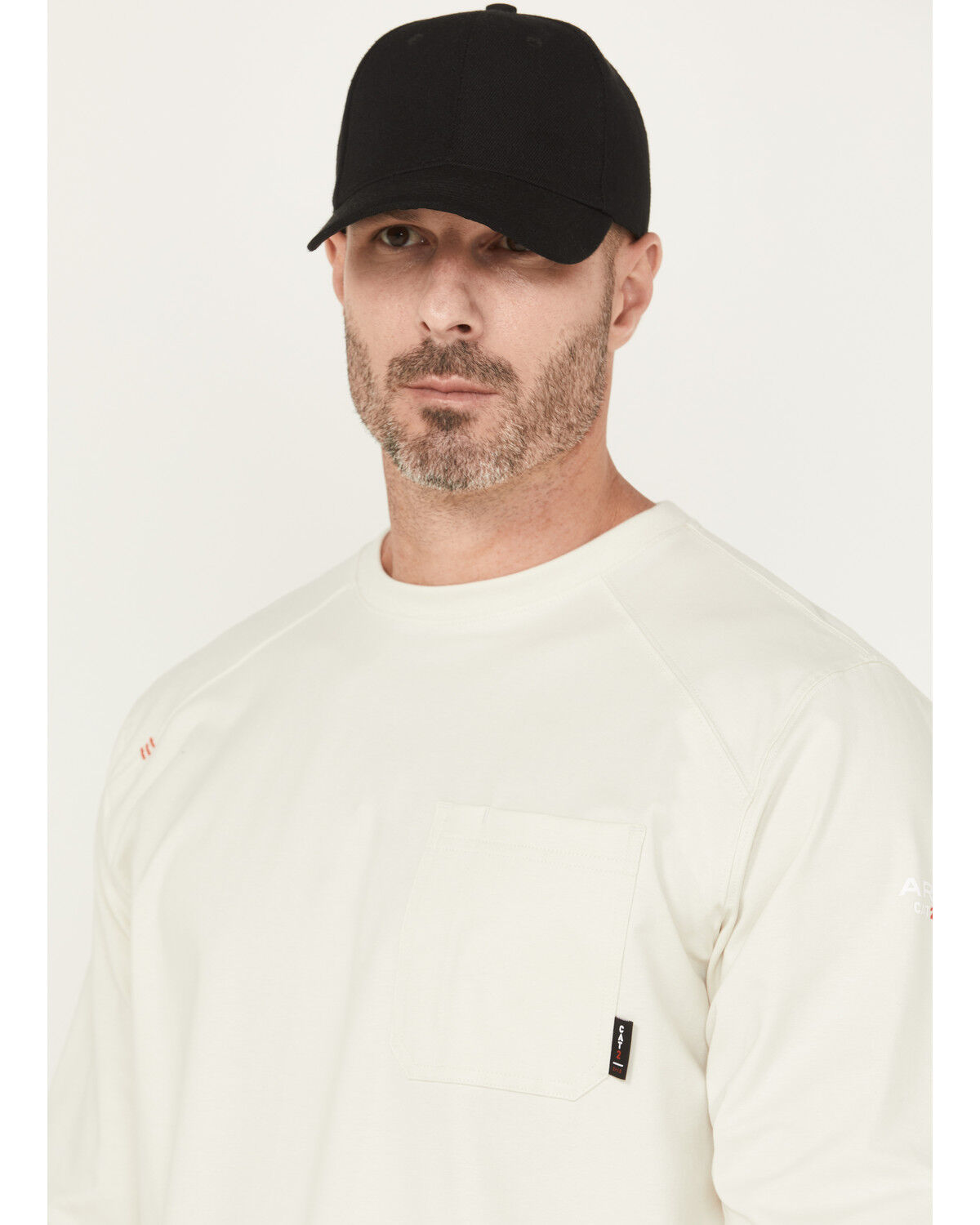 Image #2 - Ariat Men's FR Pima Long Sleeve Pocket Work T-Shirt, Grey, hi-res
