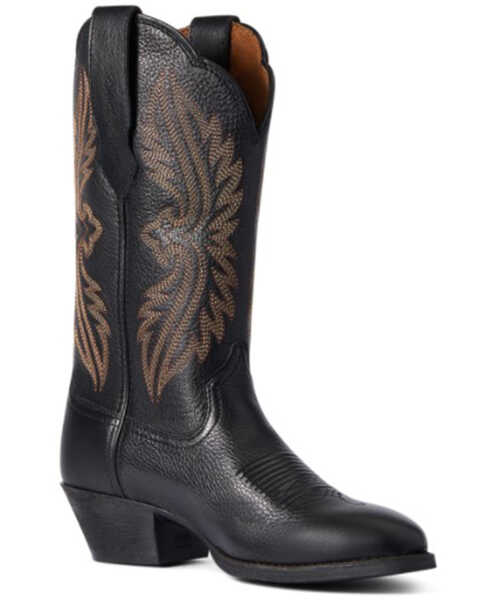 Image #1 - Ariat Women's Black Deertan Heritage R Toe Stretch Fit Full-Grain Western Boot - Round Toe, Black, hi-res