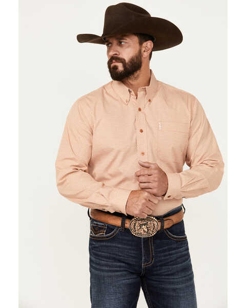 Image #1 - Cinch Men's Geo Print Long Sleeve Button-Down Western Shirt, Copper, hi-res