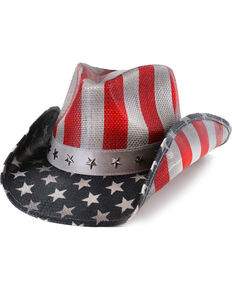 Cody James Men's Justice Straw Hat, Red/white/blue, hi-res